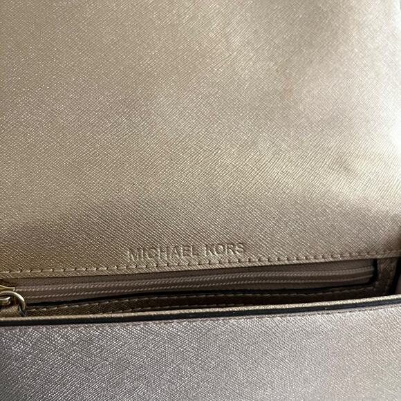 Michael Kors Cynthia Small Gold Metallic Leather Shoulder Bag Purse - Picture 7 of 9